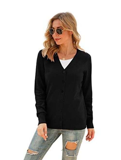 VIISHOW Women's V Neck Button Down Knitwear Long Sleeve Soft Basic Knit Cardigan Sweater