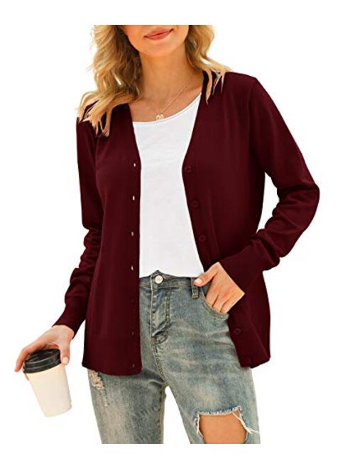 VIISHOW Women's V Neck Button Down Knitwear Long Sleeve Soft Basic Knit Cardigan Sweater