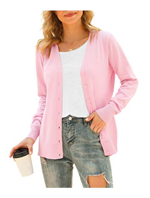 VIISHOW Women's V Neck Button Down Knitwear Long Sleeve Soft Basic Knit Cardigan Sweater