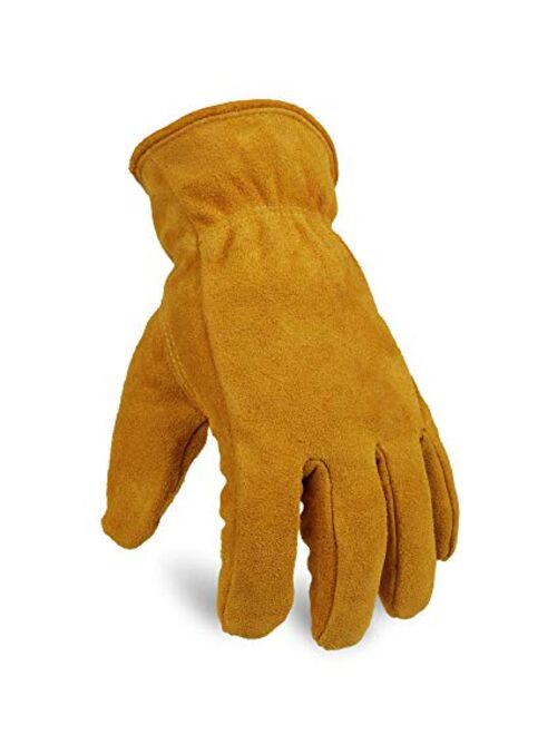 OZERO Work Gloves Winter Insulated Snow Cold Proof Leather Glove Thick Thermal Imitation Lambswool - Extra Grip Flexible Warm for Working in Cold Weather for Men and Wome