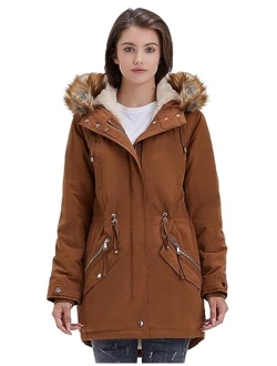 Royal Matrix Womens Mid Length Warm Winter Water-Resistant Sherpa Lined Parka Coat with Removable Faux Fur