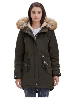 Royal Matrix Womens Mid Length Warm Winter Water-Resistant Sherpa Lined Parka Coat with Removable Faux Fur