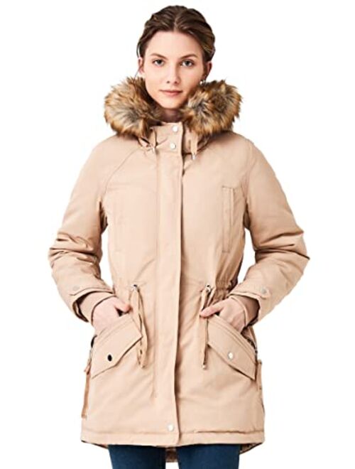 Royal Matrix Womens Mid Length Warm Winter Water-Resistant Sherpa Lined Parka Coat with Removable Faux Fur