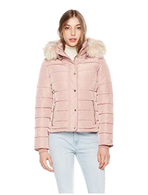 Royal Matrix Women's Hooded Puffer Coat Short Quilted Jacket Full Zip Warm Winter Thickened Coat, Regular & Petite Size