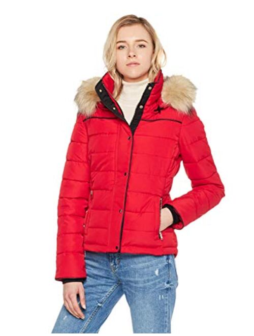 Royal Matrix Women's Hooded Puffer Coat Short Quilted Jacket Full Zip Warm Winter Thickened Coat, Regular & Petite Size