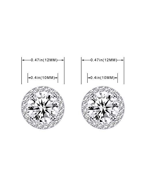 YOQUCOL Bright 8mm Cubic Zirconia Crystal Clip On Stud Round Non Pierced Earrings For Women Girls