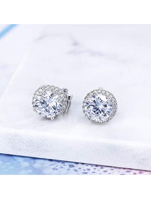 YOQUCOL Bright 8mm Cubic Zirconia Crystal Clip On Stud Round Non Pierced Earrings For Women Girls