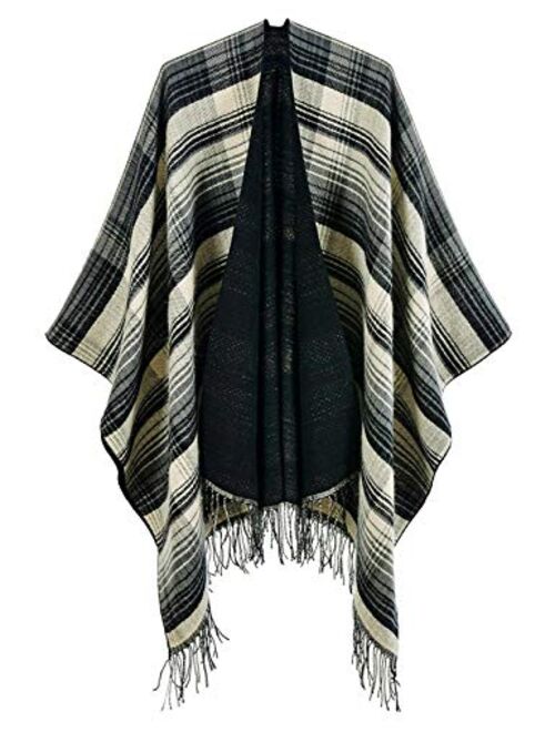 GRACE KARIN Winter Poncho Cape Open Front Blanket Shawl and Wrap Cloak Cardigan Sweater Coat