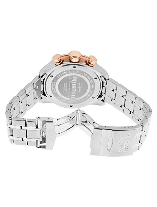 Invicta Men's 17203 AVIATOR Stainless Steel and 18k Rose Gold Ion-Plated Watch