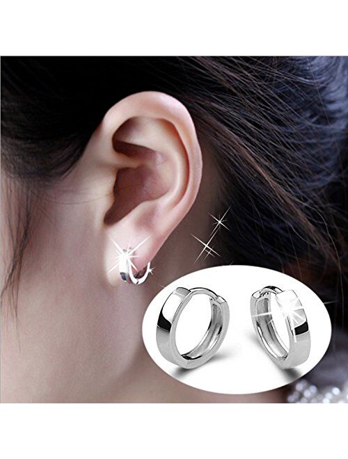 AMBESTEE Women Girls Fashion Jewelry 925 Diamond Rhinestones Sterling Silver Earrings Studs Set-About Half an Inch