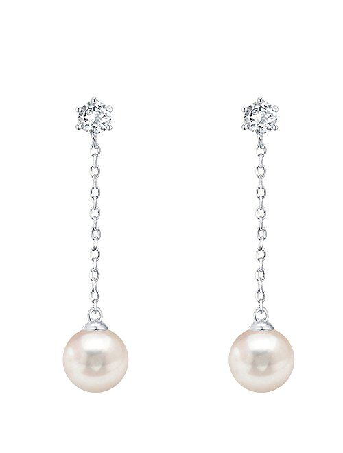 PAVOI 14k Gold Plated Sterling Silver Post Shell Pearl Drop Earrings | Pearl Earrings for Women