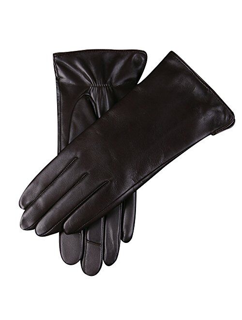 Winter Gloves for Women Genuine Leather Warm Cashmere & Wool Blend Lining Touchscreen Windproof Driving Dress