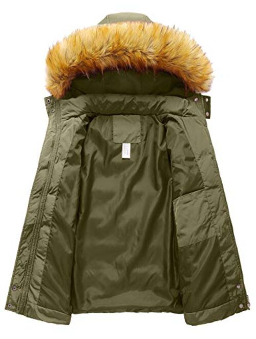 YXP Women's Down Thick Winter Coat Quilted Warm Puffer Jacke with Faux Fur Trim