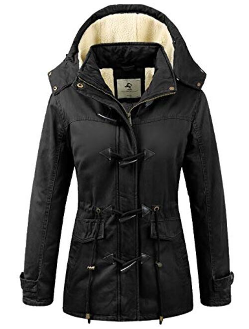 Uoiuxc Women's Warm Winter Coat Hooded Fleece Lined Parkas Jacket