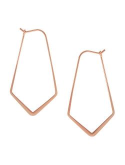 Humble Chic Geometric Chevron Hoop Threader Earrings for Women - Hypoallergenic Lightweight Cutout Thin Wire Drop Dangles - Plated in 925 Sterling Silver or 18k Gold