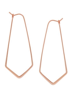 Humble Chic Geometric Chevron Hoop Threader Earrings for Women - Hypoallergenic Lightweight Cutout Thin Wire Drop Dangles - Plated in 925 Sterling Silver or 18k Gold