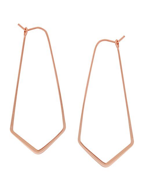 Humble Chic Geometric Chevron Hoop Threader Earrings for Women - Hypoallergenic Lightweight Cutout Thin Wire Drop Dangles - Plated in 925 Sterling Silver or 18k Gold