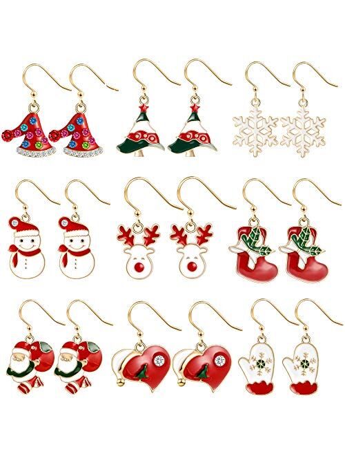 4-20 Pairs Christmas Earrings Holiday Jewelry Set gifts for Womens Girls, Thanksgiving Xmas Jewelry Dangle Earrings Set.