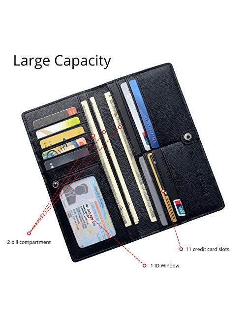 RFID Blocking Ultra Slim Real Leather Credit Card Holder Clutch Wallets for Women