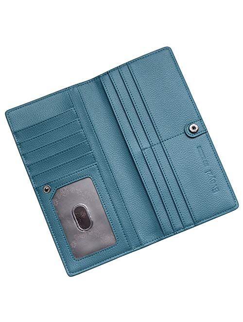 RFID Blocking Ultra Slim Real Leather Credit Card Holder Clutch Wallets for Women