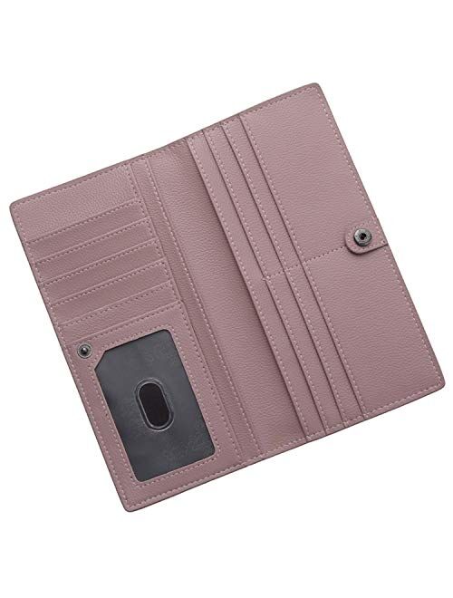 RFID Blocking Ultra Slim Real Leather Credit Card Holder Clutch Wallets for Women