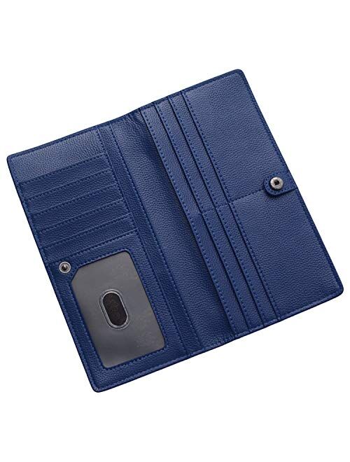 RFID Blocking Ultra Slim Real Leather Credit Card Holder Clutch Wallets for Women