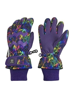 N'Ice Caps Girls Waterproof Thinsulate Fashion Design Winter Snow Ski Gloves