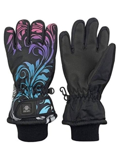 N'Ice Caps Girls Waterproof Thinsulate Fashion Design Winter Snow Ski Gloves