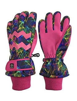 N'Ice Caps Girls Waterproof Thinsulate Fashion Design Winter Snow Ski Gloves