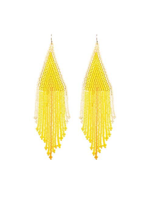 Luluping Long Beaded Dangle Earrings Boho Native Handmade Seed Bead Tassel Earrings for Women and Girls, Bohemian Large Statement Beaded Drop Fringe Earrings