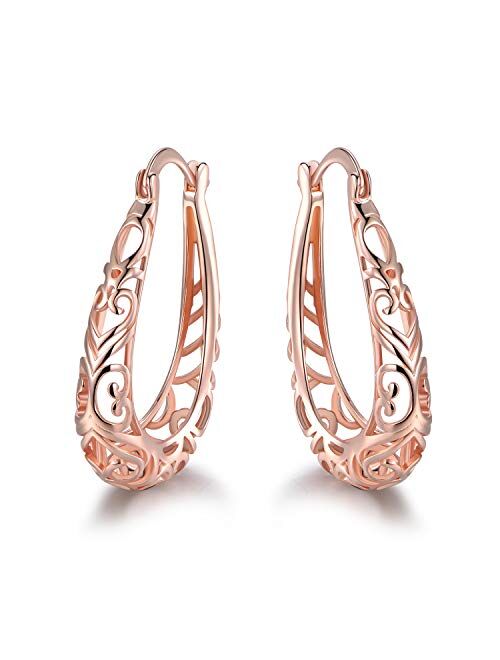 Barzel 18K Gold Plated Filigree Hoop Earrings