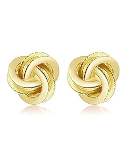 Gold Plated Sterling Silver Studs Love Knot Earrings For Women | Hypoallergenic & Nickle Free Jewelry for Sensitive Ears