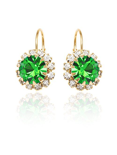 Brazel 18K Gold & Silver Tone Crystal Flower Earrings Made with Swarovski Elements