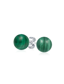 Simple Day Wear 8MM Semi Precious Gemstone Round Ball Stud Earrings For Women Teen 925 Sterling Silver More Birthstone