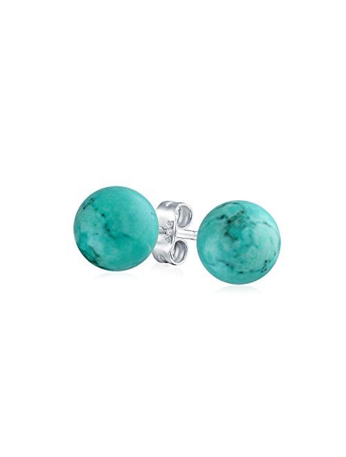 Simple Day Wear 8MM Semi Precious Gemstone Round Ball Stud Earrings For Women Teen 925 Sterling Silver More Birthstone