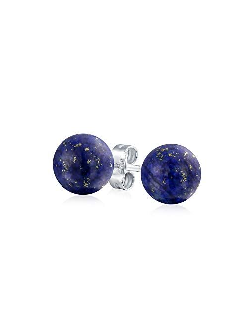 Simple Day Wear 8MM Semi Precious Gemstone Round Ball Stud Earrings For Women Teen 925 Sterling Silver More Birthstone