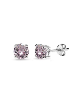 Sterling Silver 5mm Round Prong-set Stud Earrings created with Swarovski Crystals