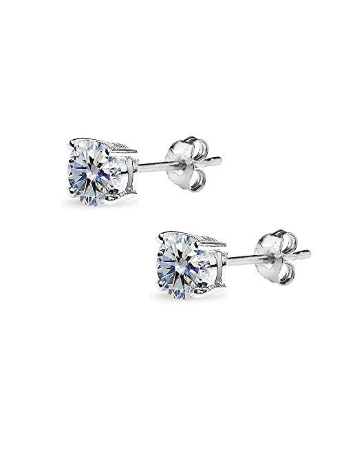 Sterling Silver 5mm Round Prong-set Stud Earrings created with Swarovski Crystals