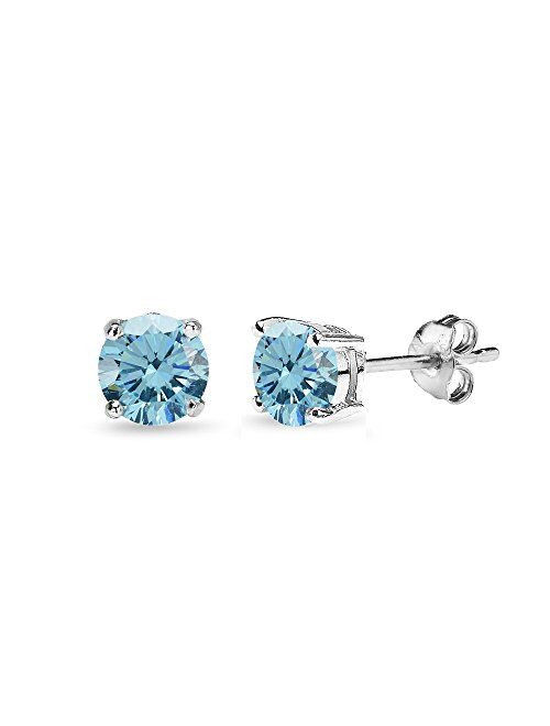 Sterling Silver 5mm Round Prong-set Stud Earrings created with Swarovski Crystals