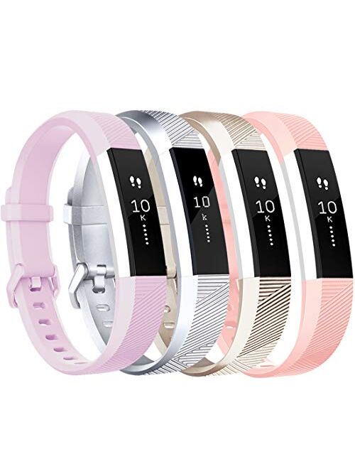 Tobfit 4 Pack Bands Compatible with Fitbit Alta and Fitbit Alta HR Accessories, Soft Sport Silicone Replacement Wristbands for Women Men, Small Large