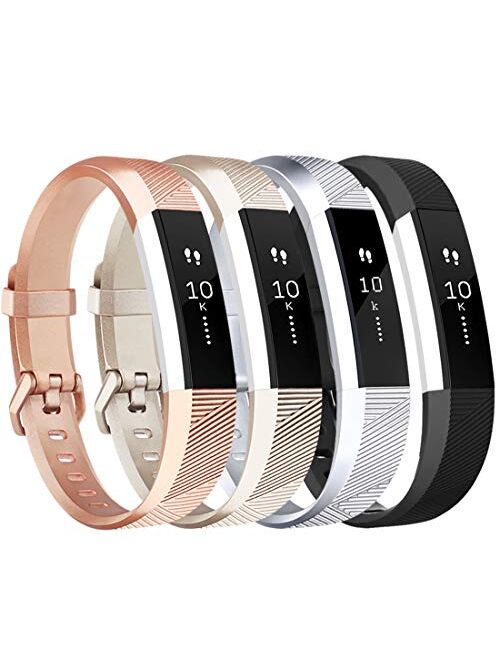 Tobfit 4 Pack Bands Compatible with Fitbit Alta and Fitbit Alta HR Accessories, Soft Sport Silicone Replacement Wristbands for Women Men, Small Large