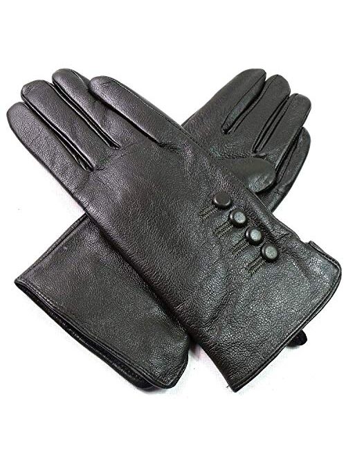 The Leather Emporium Women's Gloves Fur Lined Winter Warm