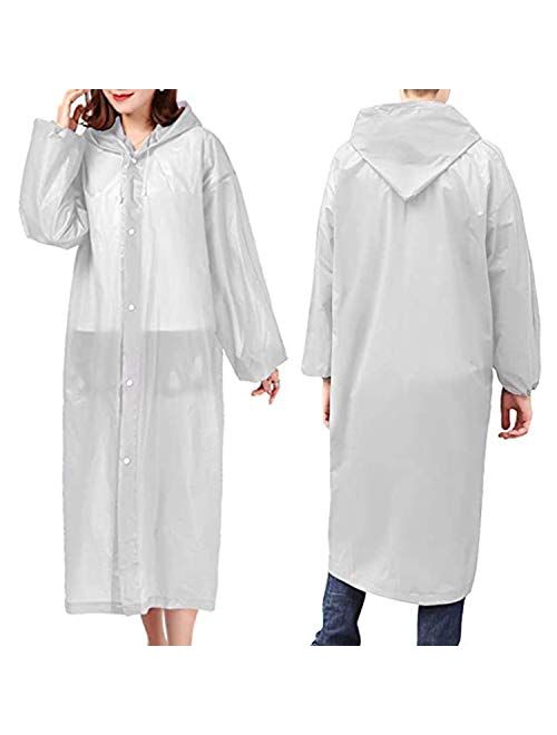 Rain Ponchos For Women Men Adults (2 Pack) Reusable Portable Rain Coat Jacket