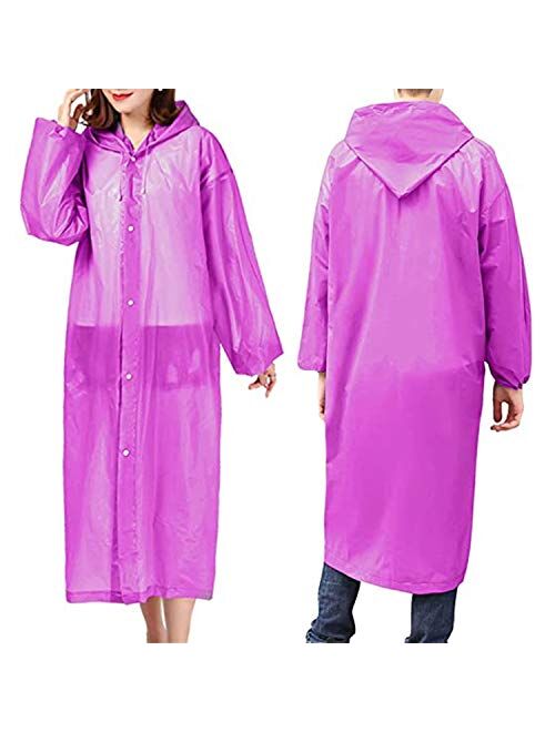 Rain Ponchos For Women Men Adults (2 Pack) Reusable Portable Rain Coat Jacket