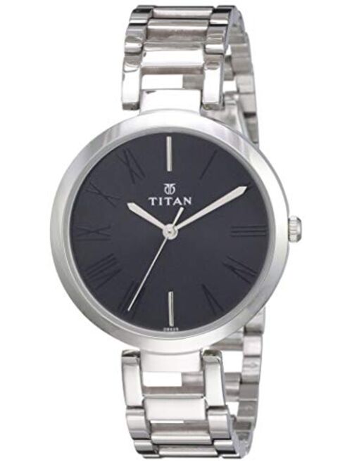 Titan Women's Contemporary Chronograph/Multi Function/Work Wear,Gold/Silver Metal/Leather Strap, Mineral Crystal, Quartz, Analog, Water Resistant Wrist Watch