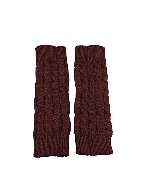 elegantstunning Fingerless Knitted Gloves with Thumb Hole Women Men Winter Fashion Solid Crochet