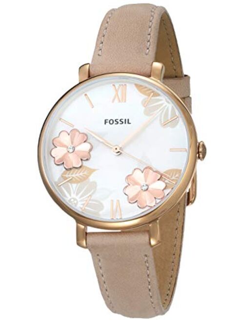 Fossil Women Jacqueline Stainless Steel and Leather Casual Quartz Watch