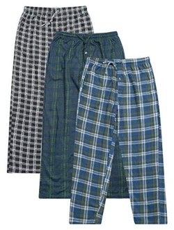 3 Pack: Mens Pajama Pants Mens Fleece Plaid Lounge Pajama Bottoms