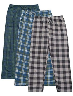 3 Pack: Mens Pajama Pants Mens Fleece Plaid Lounge Pajama Bottoms