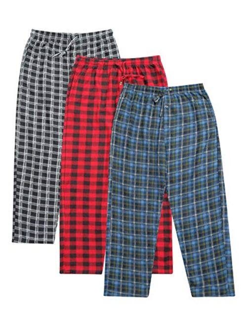 3 Pack: Mens Pajama Pants Mens Fleece Plaid Lounge Pajama Bottoms